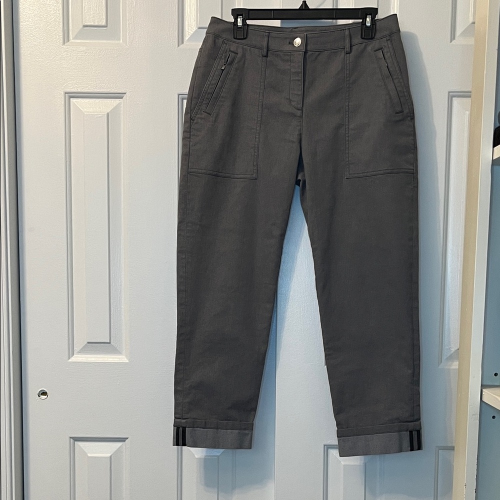 St. John Gray‎ Zip Pockets Cuffed Pants Size 8